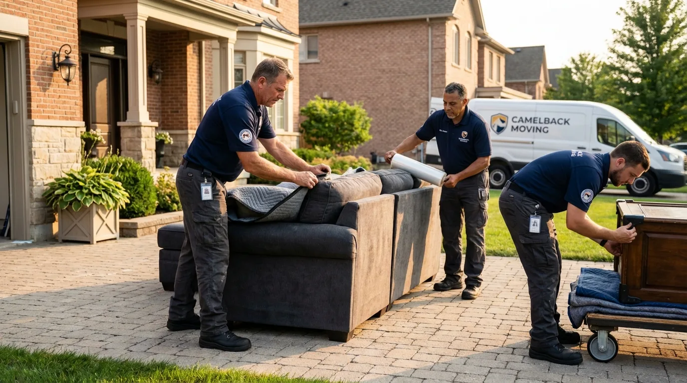 Large estate moving crew wrapping furniture in El Reno, OK