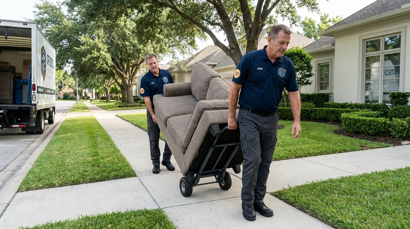 Local residential moving crew loading furniture in El Reno, OK